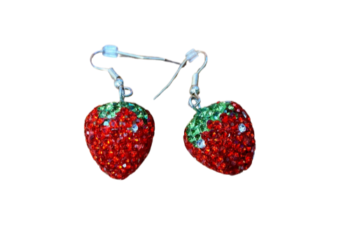 3D Rhinestone Strawberry Earrings