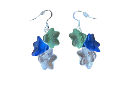 Frosted Multicolor Glass Flower Earrings