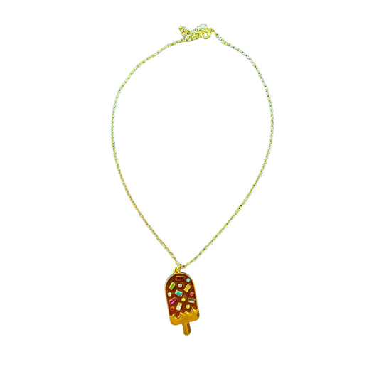 Chocolate Bejeweled Ice Cream Pendant Necklace