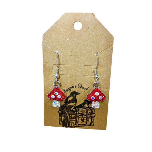 Rhinestone Mushroom Earrings