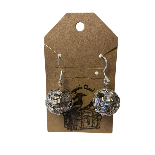 Woven Metal Ball Earrings